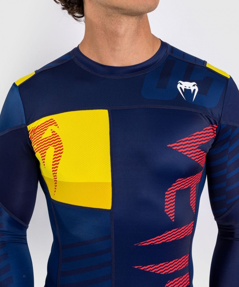 T Shirts Venum Sport 05 Rashguard Long Sleeves Homme Bleu Jaune  | AJS-7078776