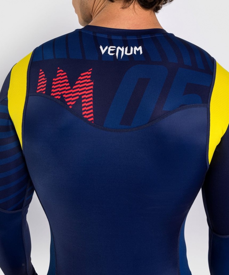 T Shirts Venum Sport 05 Rashguard Long Sleeves Homme Bleu Jaune  | AJS-7078776