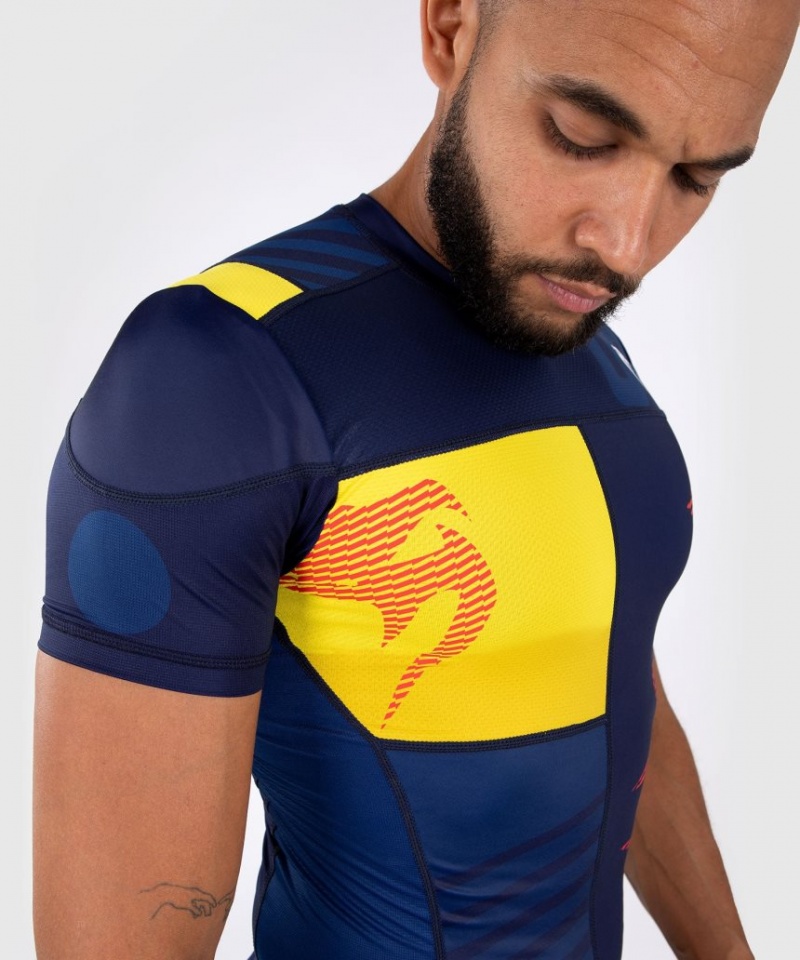 T Shirts Venum Sport 05 Rashguard Corta Sleeves Homme Bleu Jaune  | ENC-1082987