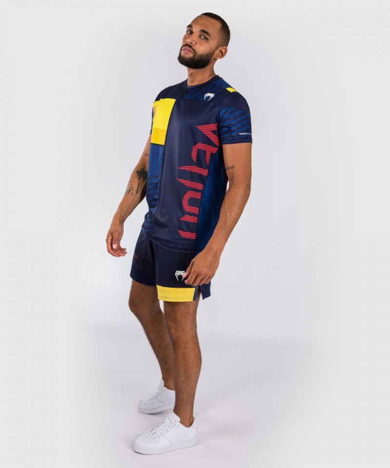 T Shirts Venum Sport 05 Dry Tech Homme Bleu Jaune  | VOT-1216514