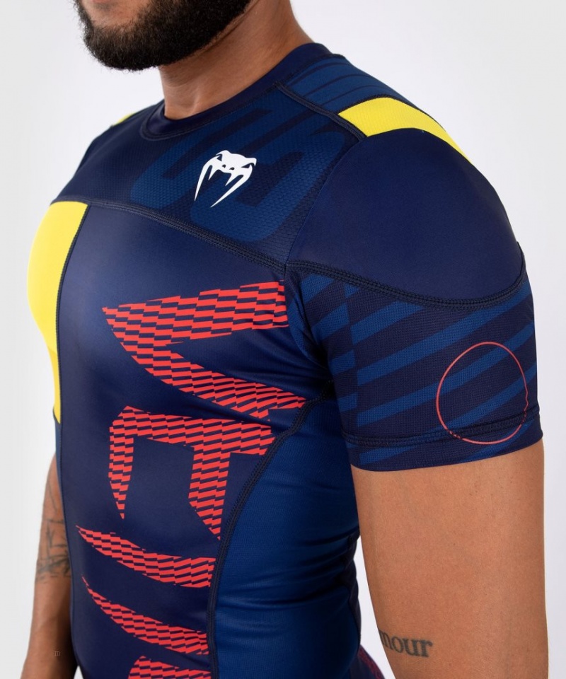 T Shirts Venum Sport 05 Rashguard Corta Sleeves Homme Bleu Jaune  | ENC-1082987