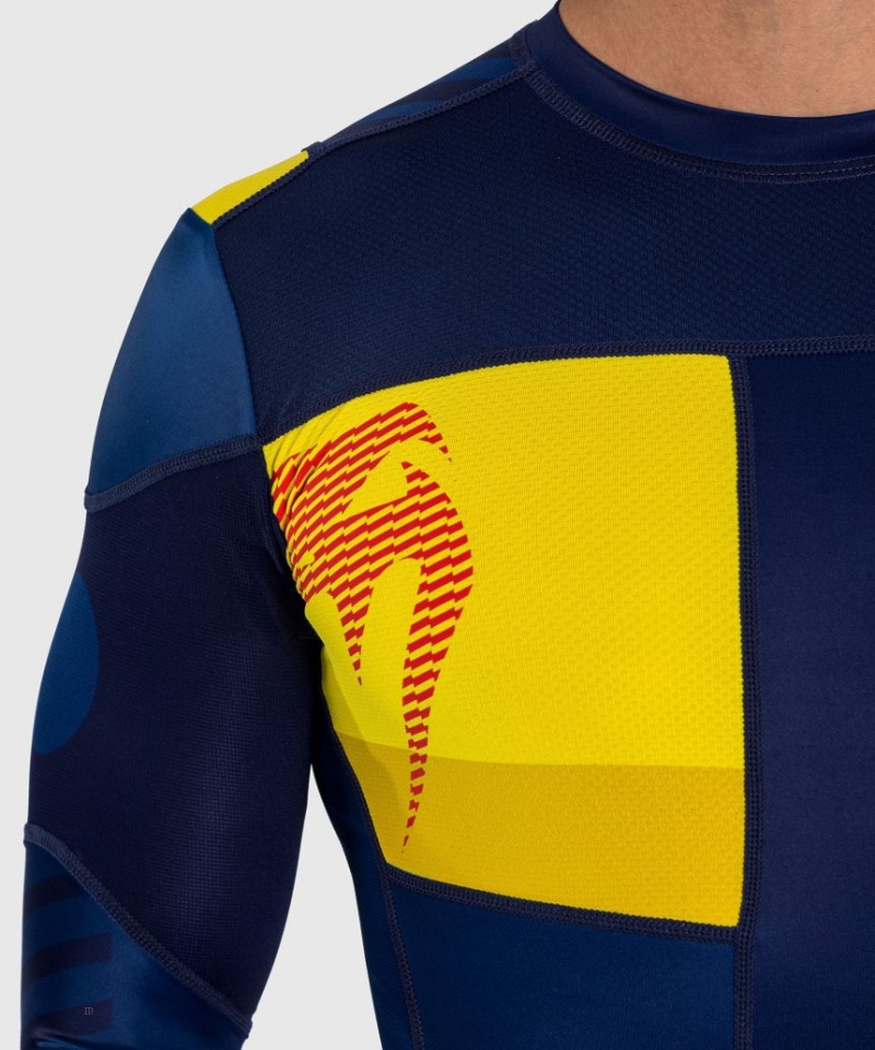 T Shirts Venum Sport 05 Rashguard Long Sleeves Homme Bleu Jaune  | AJS-7078776