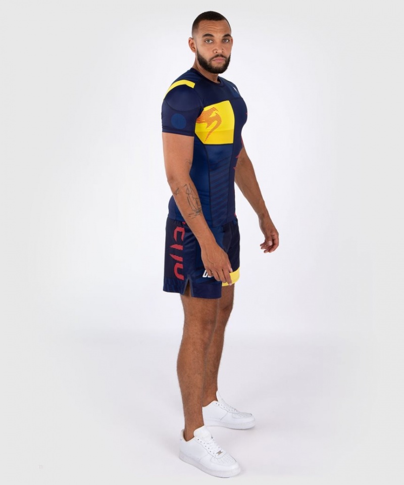 T Shirts Venum Sport 05 Rashguard Corta Sleeves Homme Bleu Jaune  | ENC-1082987