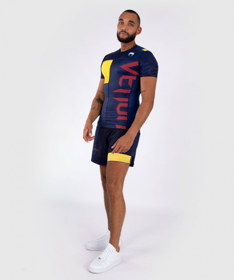 T Shirts Venum Sport 05 Rashguard Corta Sleeves Homme Bleu Jaune  | ENC-1082987