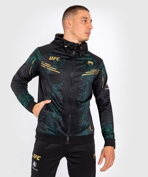 Veste Venum UFC Adrenaline by Authentic Fight Night Walkout Hoodie Emerald Edition Homme Vert Noir Doré  | JNO-5485446