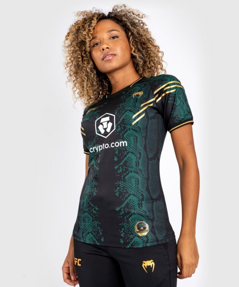 Maillot Venum UFC Adrenaline by Authentic Fight Night Walkout Emerald Edition Femme Vert Noir Doré  | APU-9452300