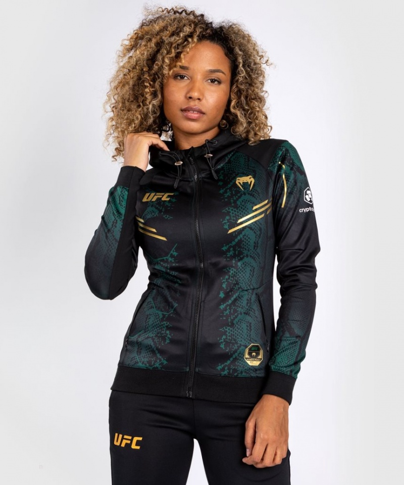 Sweat a Capuche Venum UFC Adrenaline by Authentic Fight Night Walkout Emerald Edition Femme Vert Noir Doré  | LBU-4873081