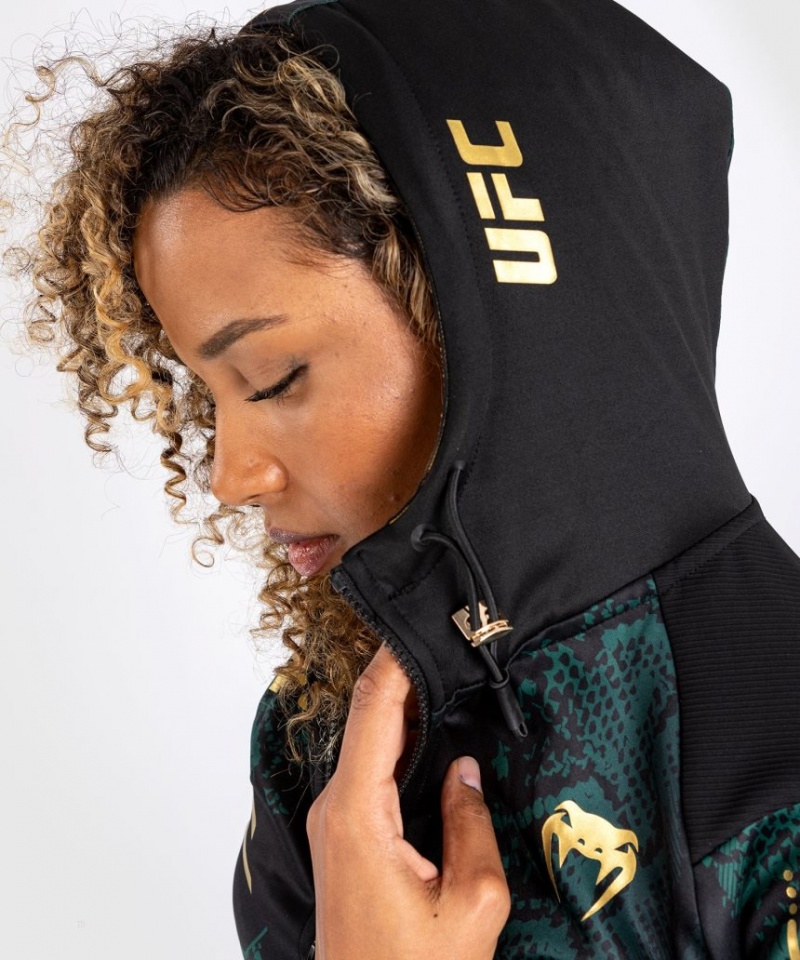 Sweat a Capuche Venum UFC Adrenaline by Authentic Fight Night Walkout Emerald Edition Femme Vert Noir Doré  | LBU-4873081