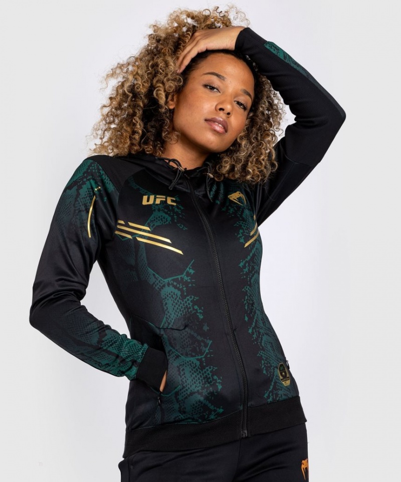 Sweat a Capuche Venum UFC Adrenaline by Authentic Fight Night Walkout Emerald Edition Femme Vert Noir Doré  | LBU-4873081