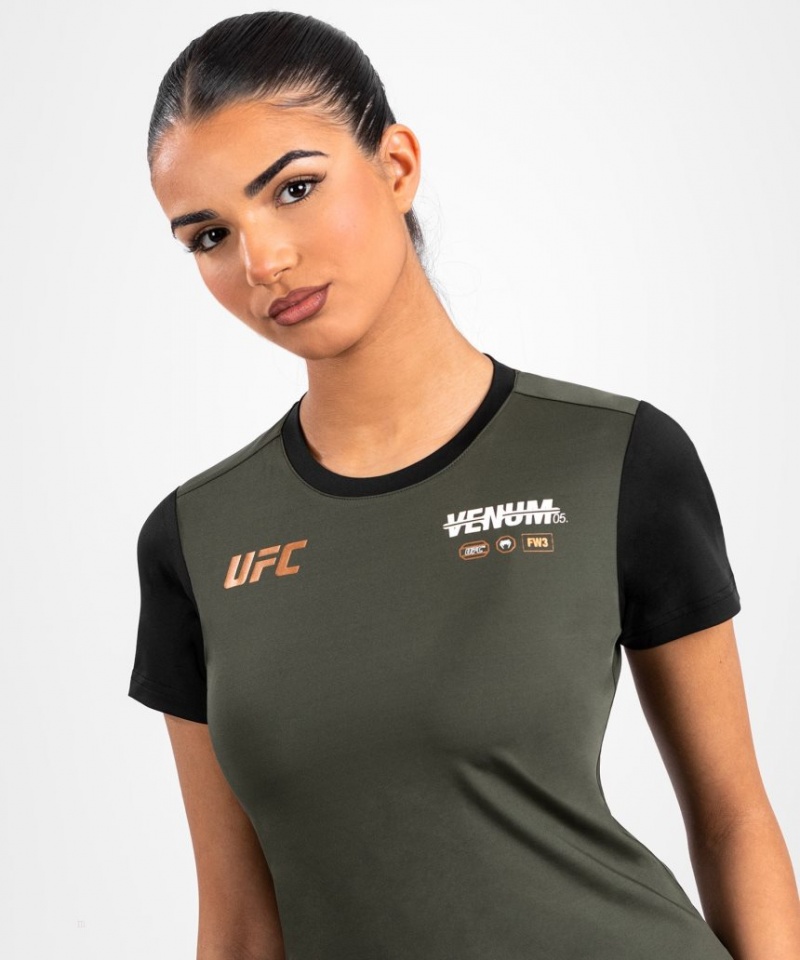 T Shirts Venum UFC Adrenaline by Fight Week Dry-tech Femme Kaki Marron  | WWM-5591337