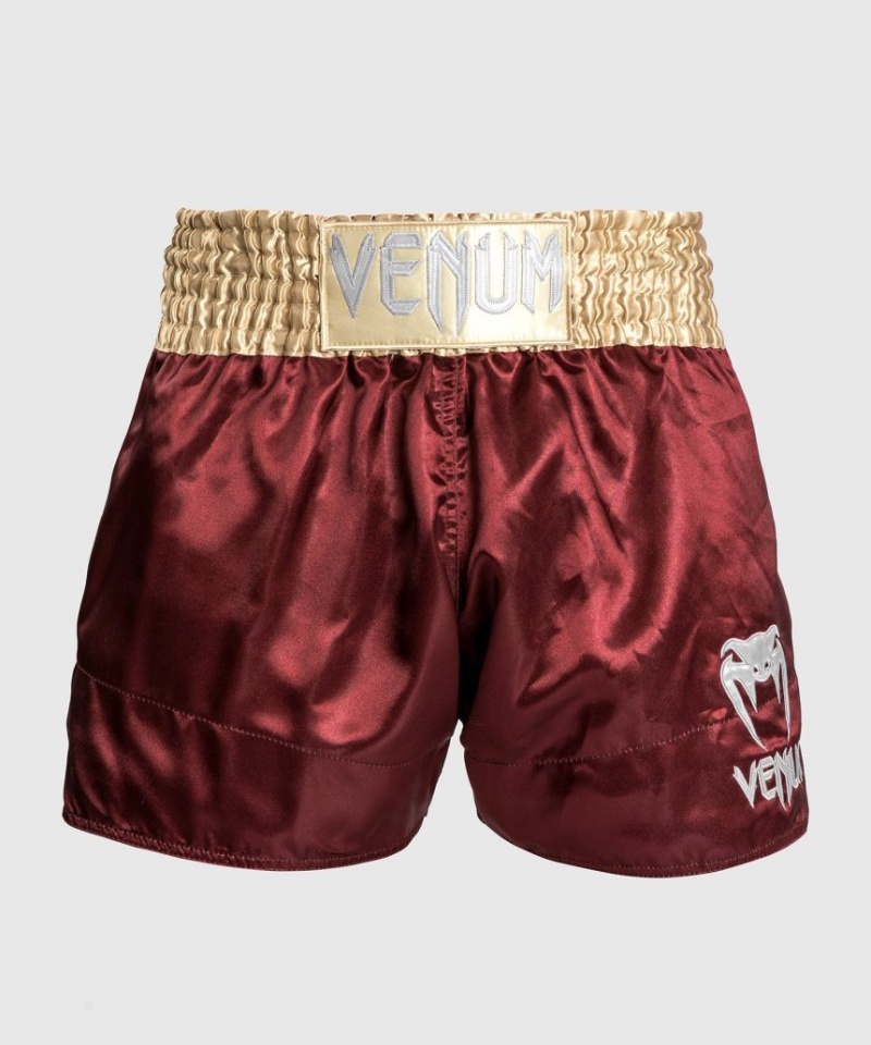 Short Venum Classiche Muay Thai Boxing Homme Bordeaux Doré Blanche  | MEK-5974406