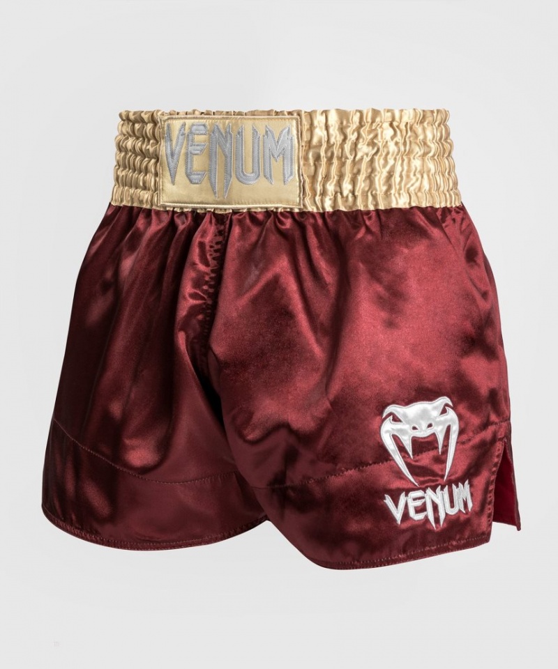 Short Venum Classiche Muay Thai Boxing Homme Bordeaux Doré Blanche  | MEK-5974406