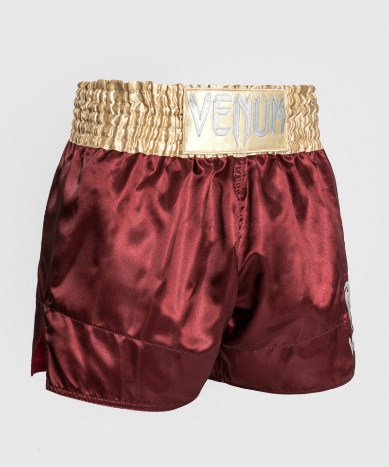 Short Venum Classiche Muay Thai Boxing Homme Bordeaux Doré Blanche  | MEK-5974406