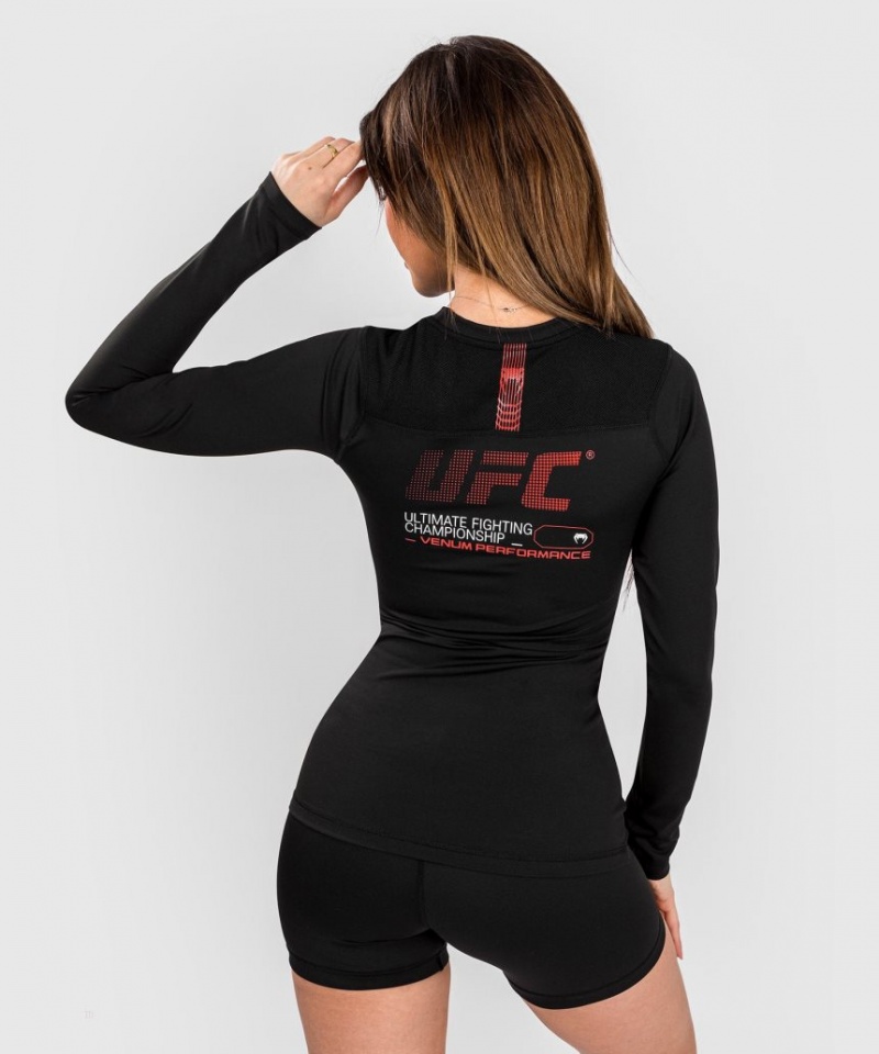 T Shirts Venum UFC Adrenaline by Fight Week Performance Long-sleeve Rashguard Femme Noir  | JOO-3755377