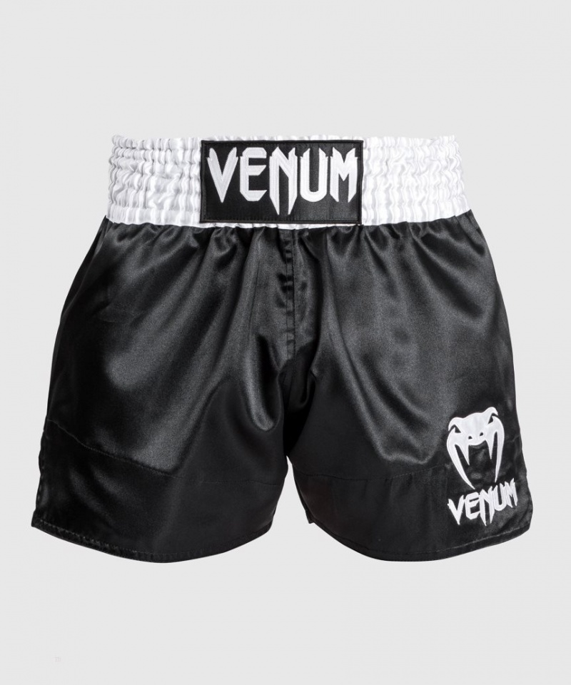 Short Venum Classiche Muay Thai Boxing Homme Noir Blanche  | OPS-2737967