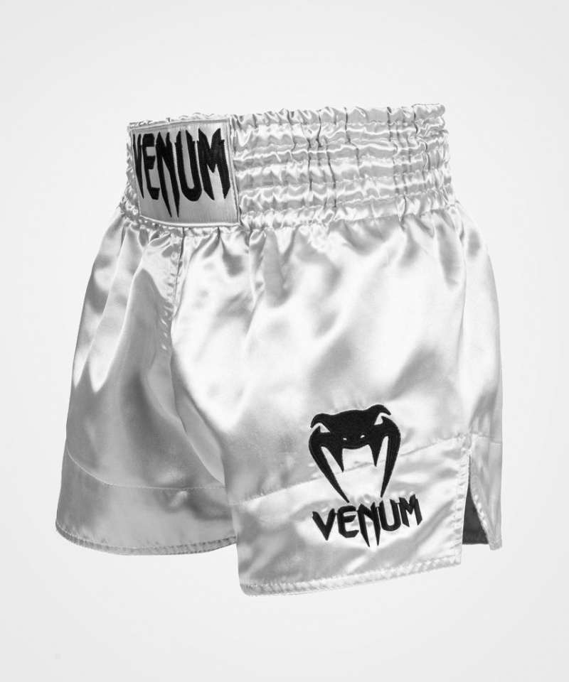 Short Venum Classiche Muay Thai Boxing Homme Argent Noir  | VLT-2026762