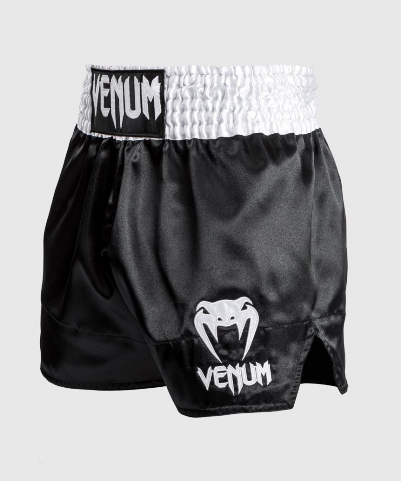 Short Venum Classiche Muay Thai Boxing Homme Noir Blanche  | OPS-2737967