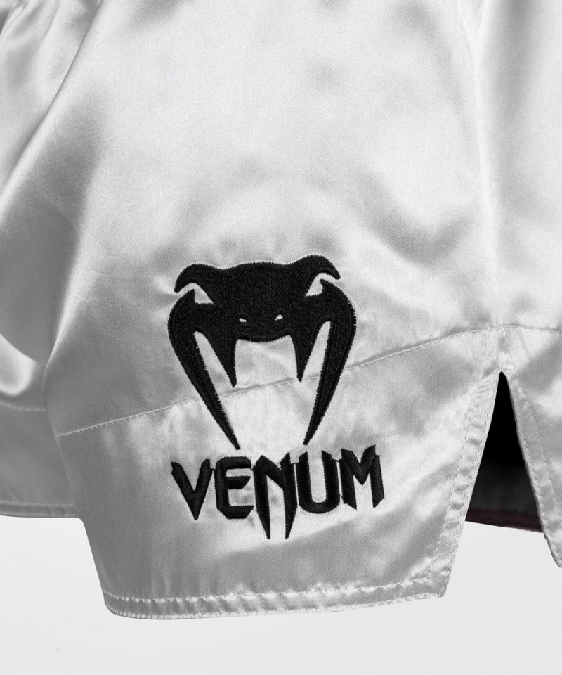 Short Venum Classiche Muay Thai Boxing Homme Argent Noir  | VLT-2026762