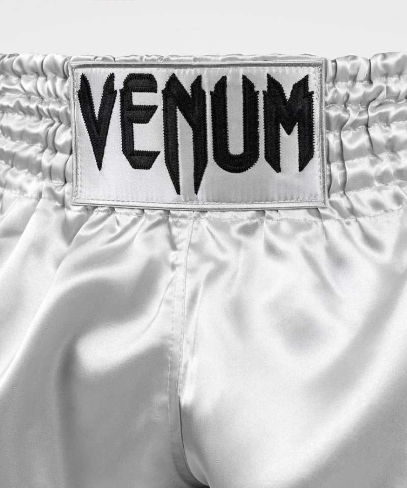 Short Venum Classiche Muay Thai Boxing Homme Argent Noir  | VLT-2026762