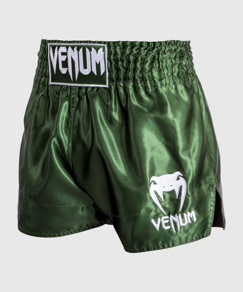 Short Venum Classiche Muay Thai Boxing Homme Kaki Blanche  | HLW-3986842