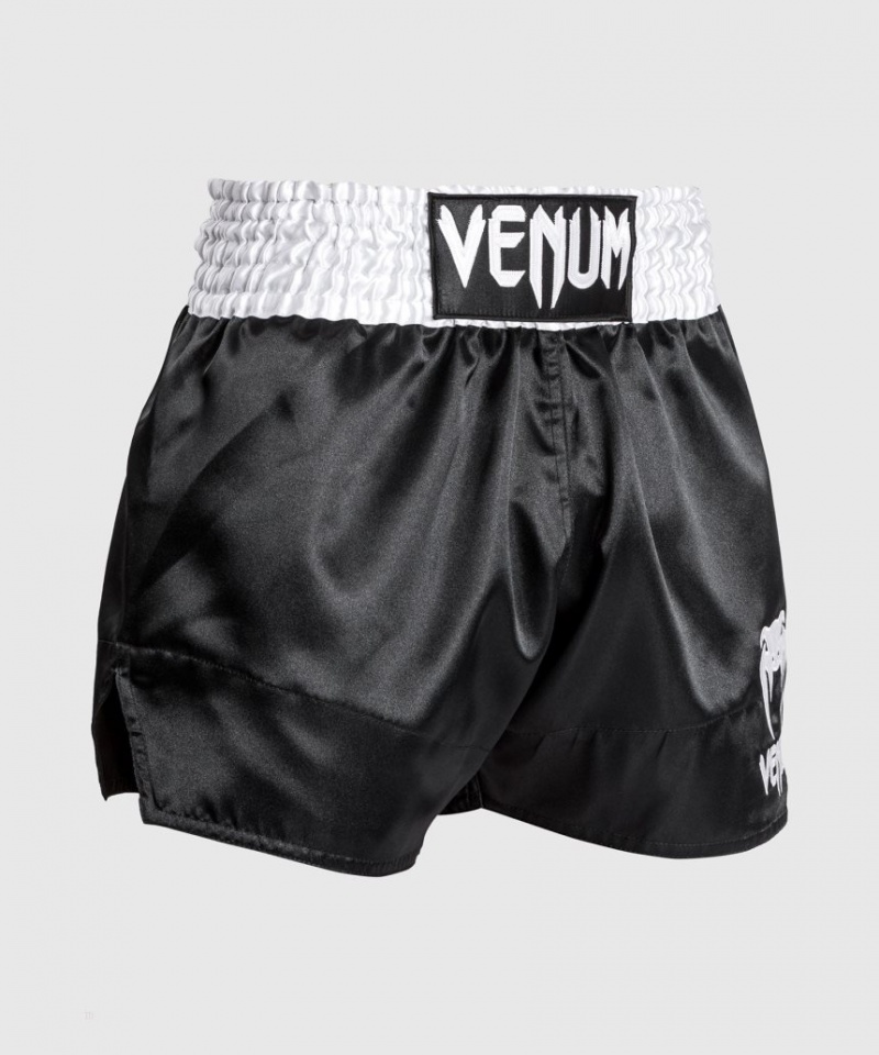 Short Venum Classiche Muay Thai Boxing Homme Noir Blanche  | OPS-2737967