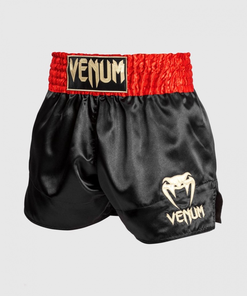 Short Venum Classiche Muay Thai Boxing Homme Rouge Noir Doré  | HVM-8018606