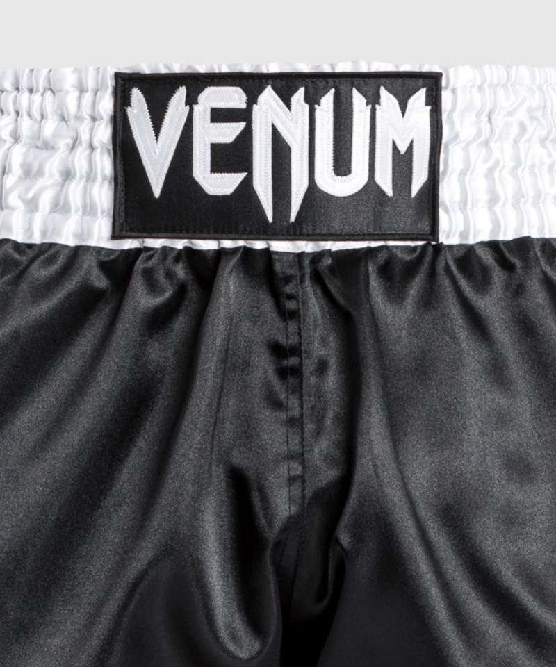 Short Venum Classiche Muay Thai Boxing Homme Noir Blanche  | OPS-2737967