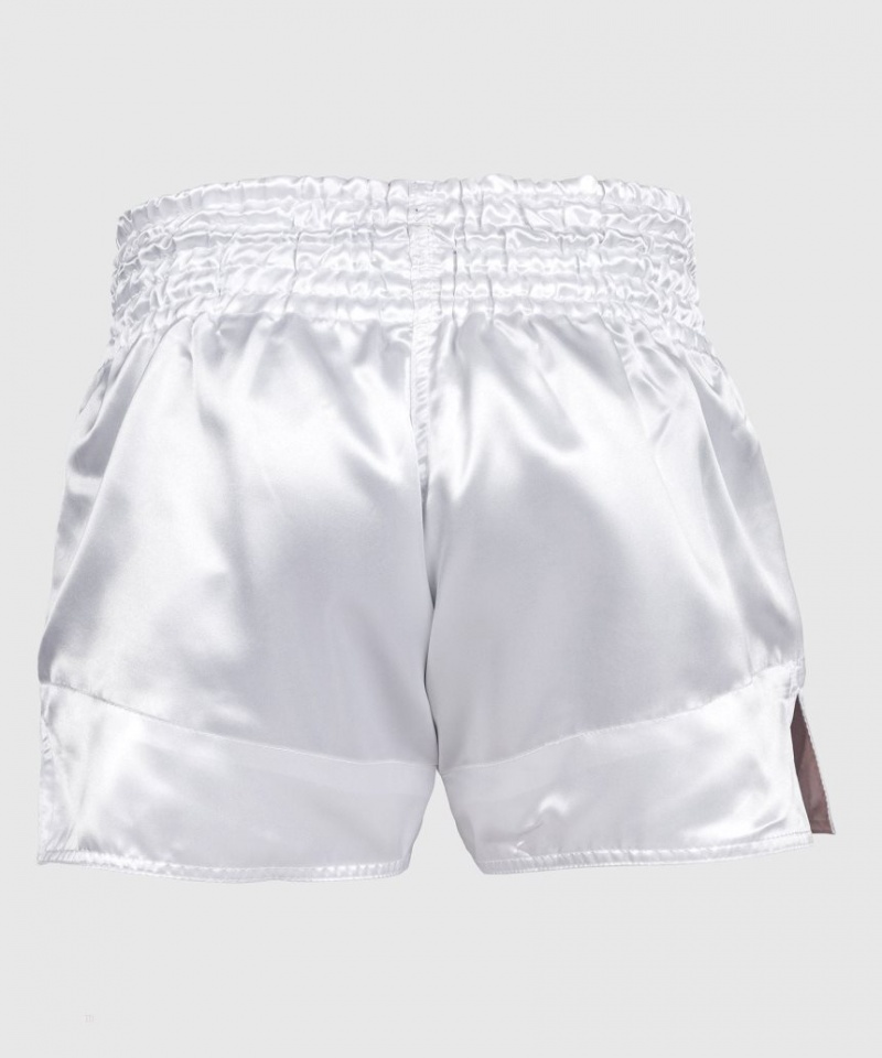 Short Venum Classiche Muay Thai Boxing Homme Blanche Noir  | YJW-0022465