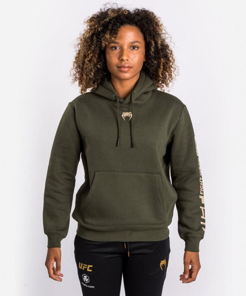 Sweat a Capuche Venum UFC Adrenaline by Fight Week Pullover Femme Kaki  | MBW-1739982