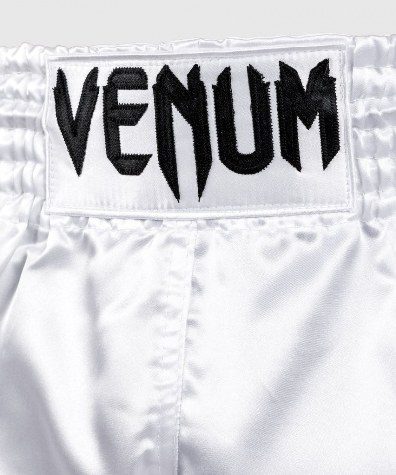 Short Venum Classiche Muay Thai Boxing Homme Blanche Noir  | YJW-0022465