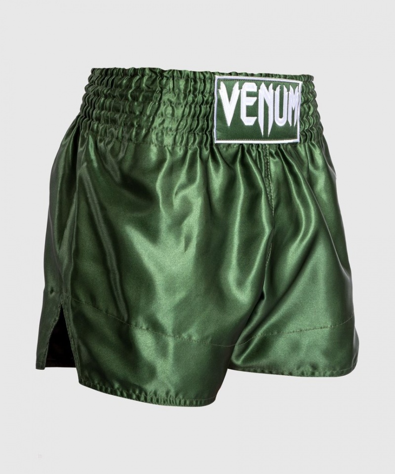 Short Venum Classiche Muay Thai Boxing Homme Kaki Blanche  | HLW-3986842