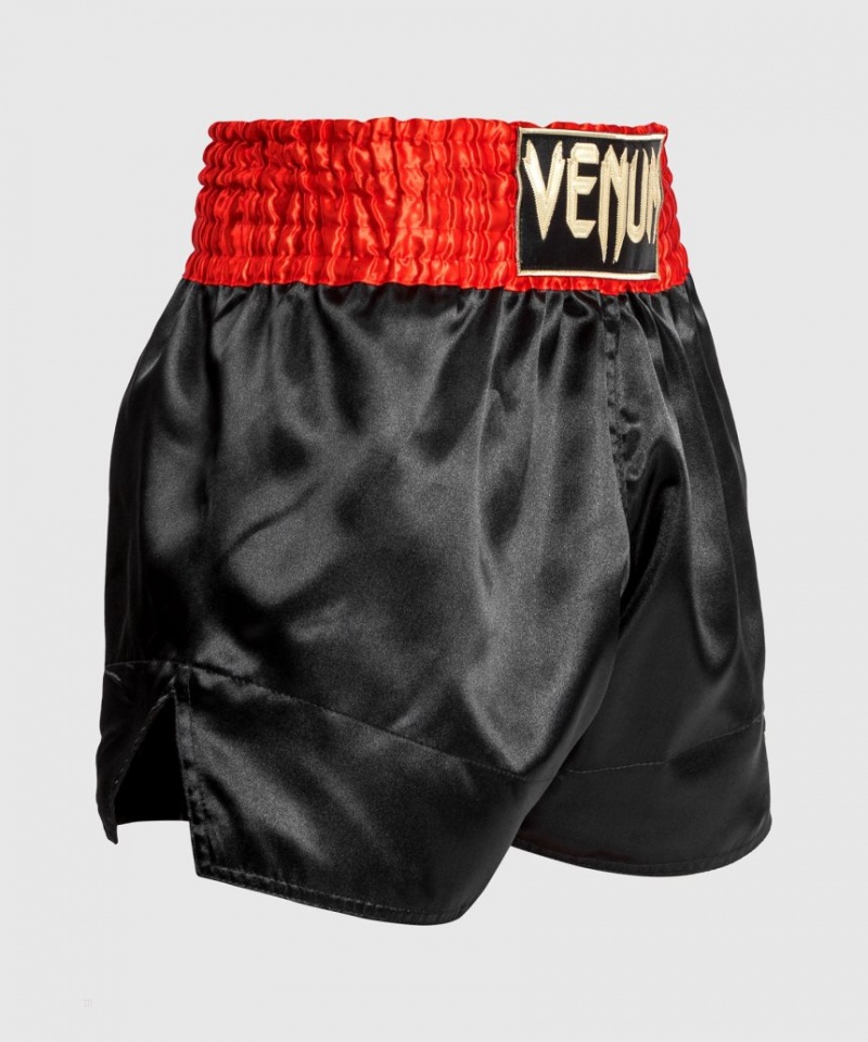 Short Venum Classiche Muay Thai Boxing Homme Rouge Noir Doré  | HVM-8018606