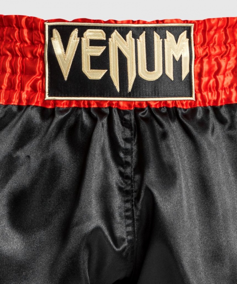 Short Venum Classiche Muay Thai Boxing Femme Rouge Noir Doré  | DQA-1499418