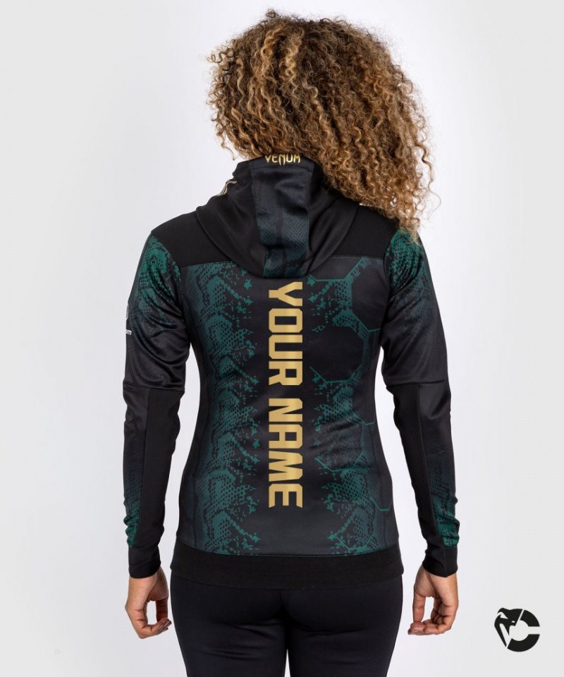 Sweat a Capuche Venum UFC Adrenaline by Personalized Authentic Fight Night Walkout Emerald Edition Femme Vert Noir Doré  | CMW-2165861