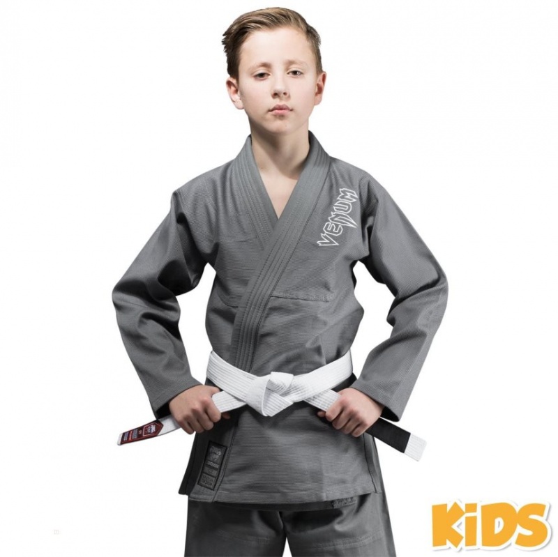 BJJ Gi Venum Contender Kids (Free white belt included) Grise  | MJB-8355302