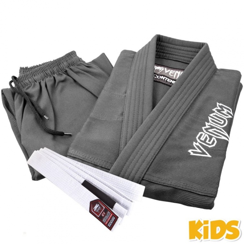 BJJ Gi Venum Contender Kids (Free white belt included) Grise  | MJB-8355302