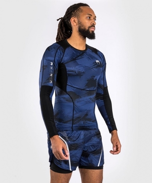 T Shirts Venum Electron 3.0 Long Sleeve Rashguard Homme Bleu Marine  | EDJ-3842481