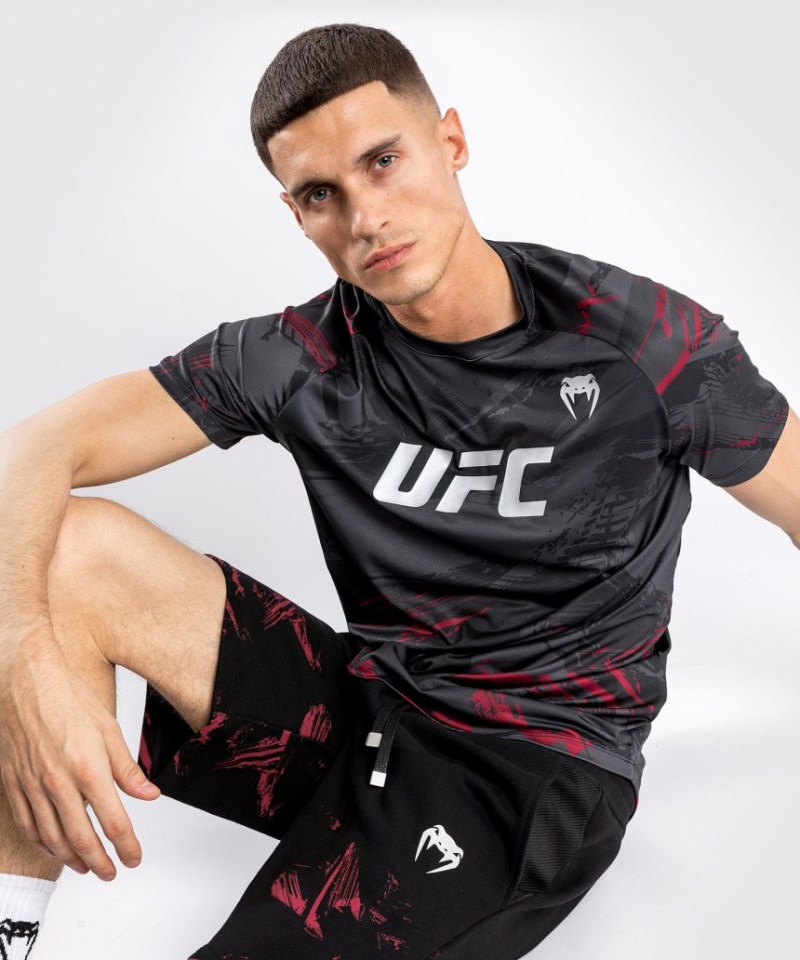 T Shirts Venum UFC Authentic Fight Week 2.0 Dry Tech Homme Noir  | NFA-9589569