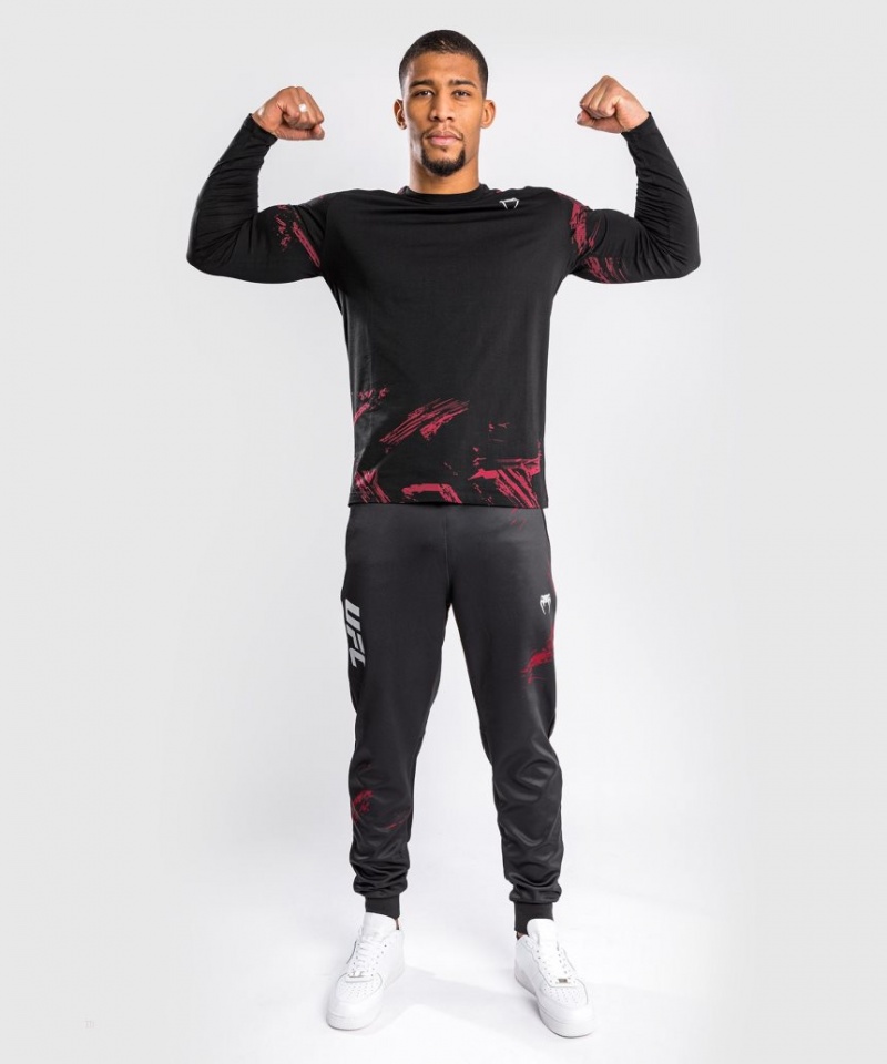 T Shirts Venum UFC Authentic Fight Week 2.0 Long Sleeve Homme Noir Rouge  | VAJ-7143125