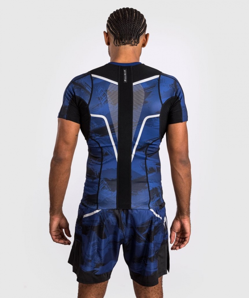 T Shirts Venum Electron 3.0 Corta Sleeve Rashguard Homme Bleu Marine  | VQQ-5008796