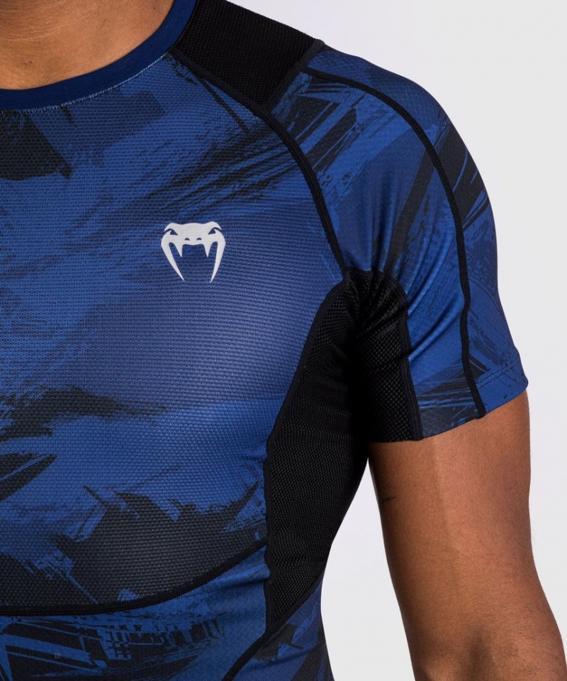 T Shirts Venum Electron 3.0 Corta Sleeve Rashguard Homme Bleu Marine  | VQQ-5008796