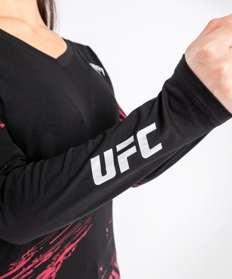 T Shirts Venum UFC Authentic Fight Week 2.0 Long Sleeve Femme Noir Rouge  | YHY-8347902