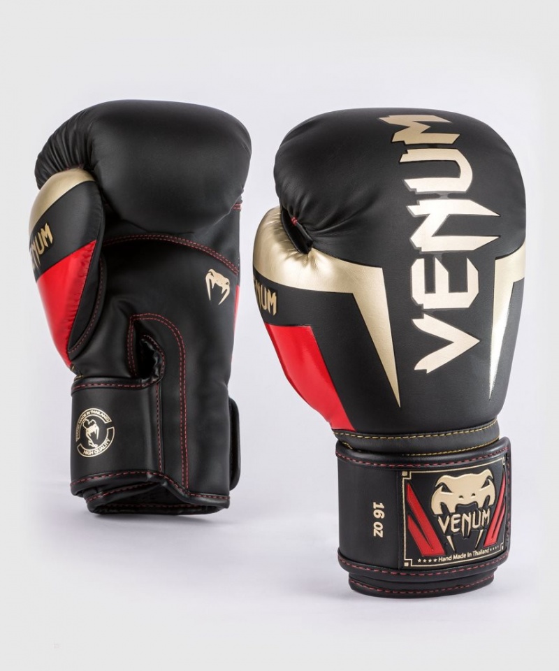 Gants De Boxe Venum Elite Noir Doré Rouge  | UVW-2708209