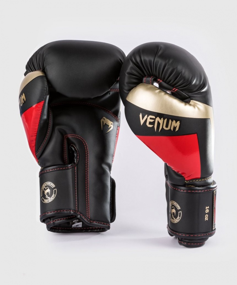 Gants De Boxe Venum Elite Noir Doré Rouge  | UVW-2708209