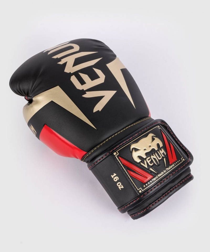 Gants De Boxe Venum Elite Noir Doré Rouge  | UVW-2708209