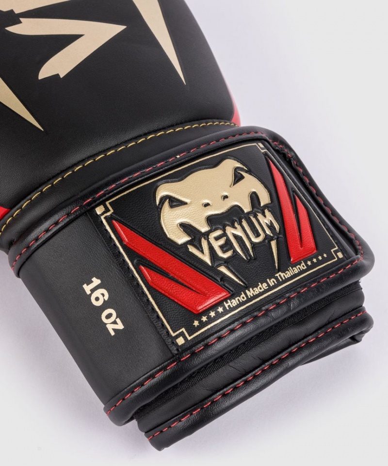 Gants De Boxe Venum Elite Noir Doré Rouge  | UVW-2708209