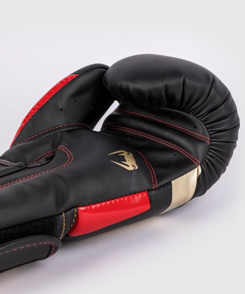 Gants De Boxe Venum Elite Noir Doré Rouge  | UVW-2708209