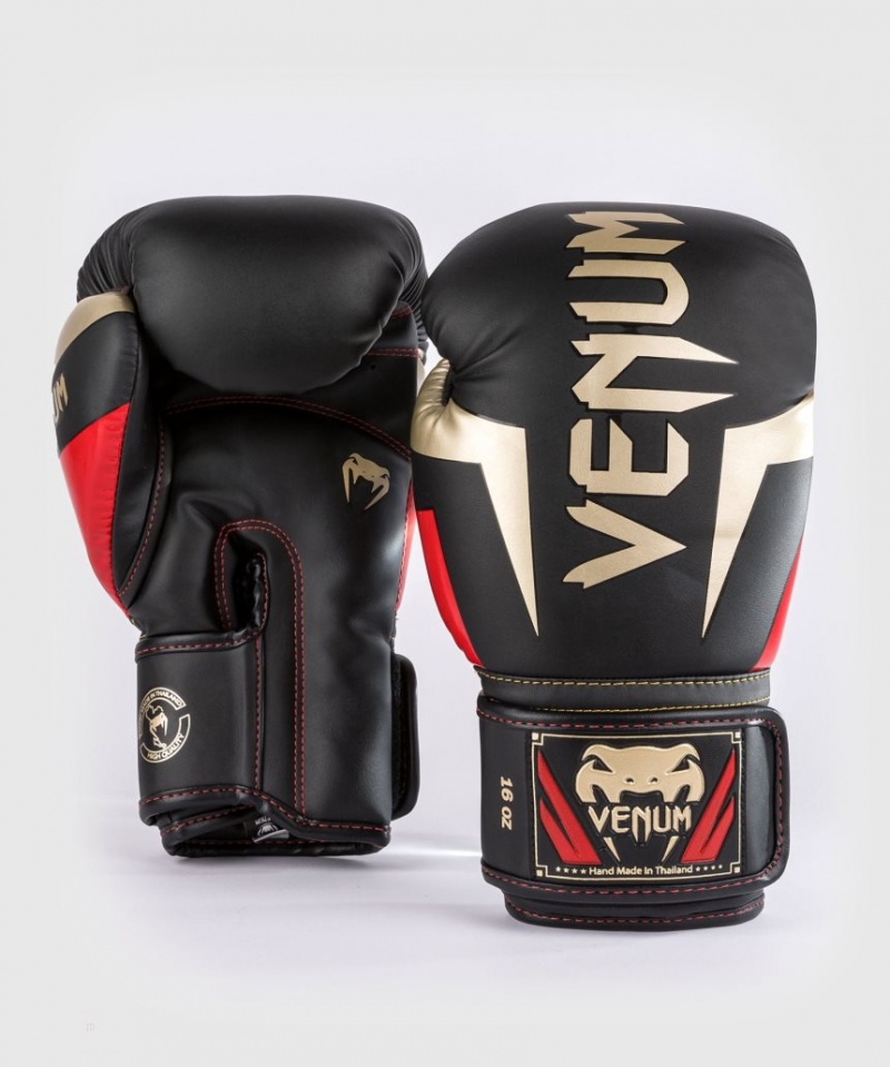 Gants De Boxe Venum Elite Noir Doré Rouge  | WNR-6920107