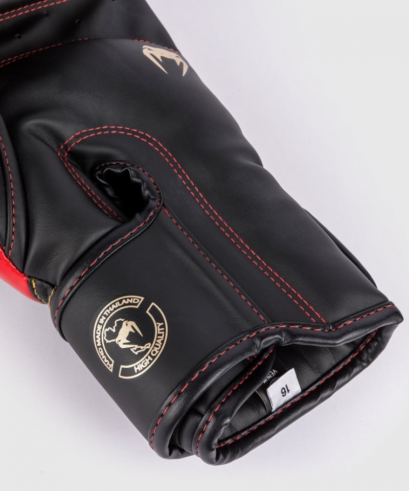 Gants De Boxe Venum Elite Noir Doré Rouge  | UVW-2708209