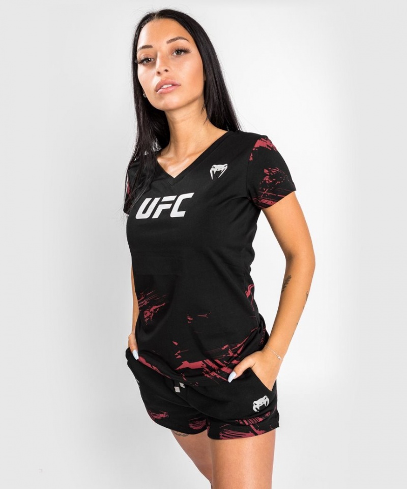 T Shirts Venum UFC Authentic Fight Week 2.0 Corta Sleeve Femme Noir Rouge  | QBN-1984945